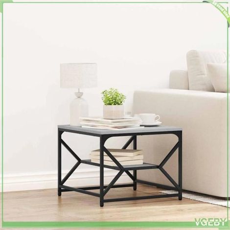 Table basse - ABI - Gris sonoma - Bois d'ingénierie et acier - 51 x 50 x 40 cm (1/5)