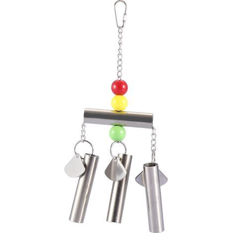Stainless steel bell toy for birds, medium and large parrots, standing toy, cage decoration (1/5)