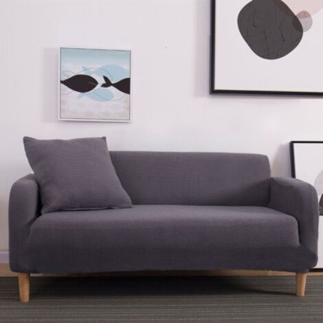 Housse Canapé Extensible 3 Places, Housse De Canapé avec Accoudoirs, Super Élastique Sofa Cover Universelle, Moderne, Antidérapante, Antisalissure, Lavable, Gris Foncé (1/5)