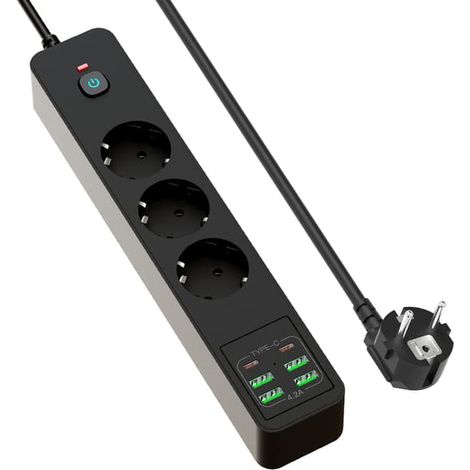 Multiprise BKL-03 EU avec 6 ports USB Noir (1/5)