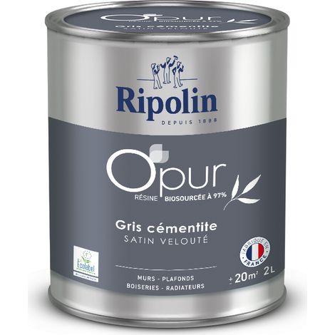 Peinture O'PUR murs, boiseries & radiateurs - RIPOLIN - 472185 - Gris cementite - Satin veloute - 2 L (1/5)