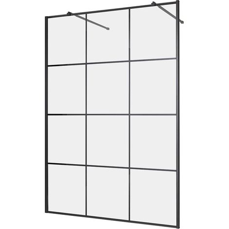 Hudson Reed Barq - Paroi de Douche Italienne Verrière Moderne Industriel Noir - 140cm