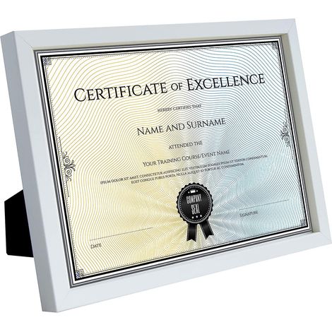 Cornice per diploma e foto 21x30 cm A4 classica da appoggio/appendere bianca BD art (1/3)