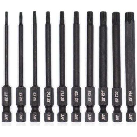 Jeu d'embouts Torx pour tournevis, perceuses et clés à chocs, résistant à la température, traitement thermique avancé, revêtement phosphaté, 8 cm, 10 pièces- (1/5)