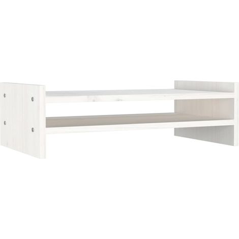 vidaXL Supporto per Monitor Bianco 50x27x15 cm Legno Massello di Pino (1/5)