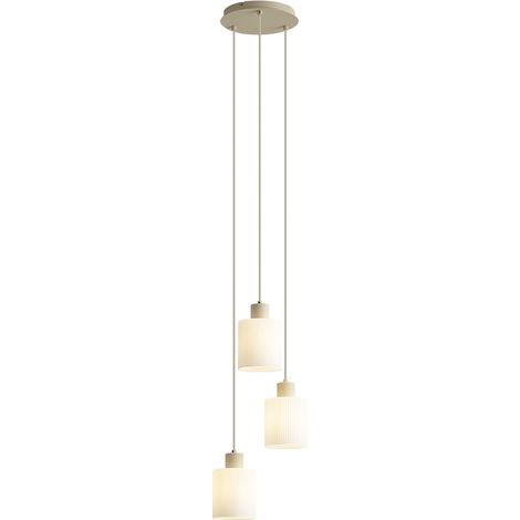 QAZQA Skandinavische Hängelampe Beige mit weißem Glas Rund (1/5)