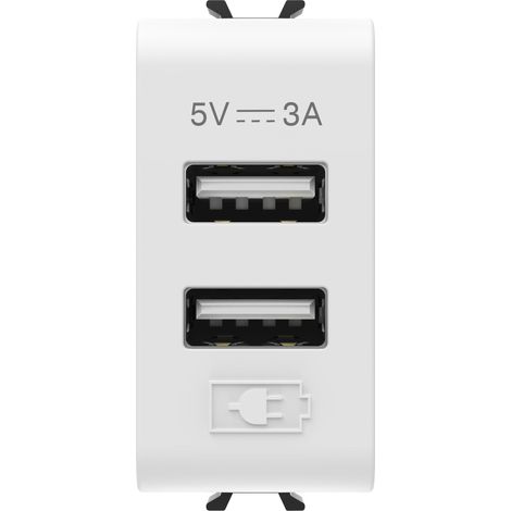 DUAL USB CHAR.A+A 5V 3A 1M BLA.SAT. GEWISS GW15447 (1/2)