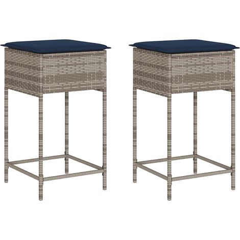Maison Exclusive - Tabourets de bar de jardin avec coussins lot de 2 gris résine tressée (1/5)