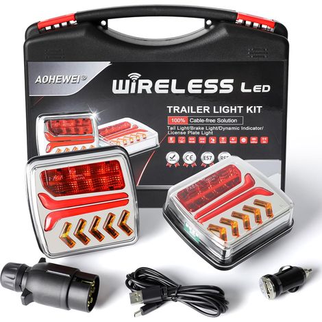2 Feux arrière sans fil LED Magnétiques 12 V ECE Prise 7 broches Pour remorque camion caravane (1/5)