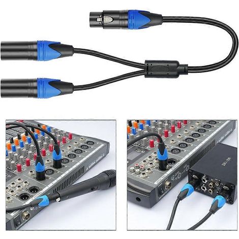 Câble microphone en Y amélioré, femelle vers double mâle (1/4)
