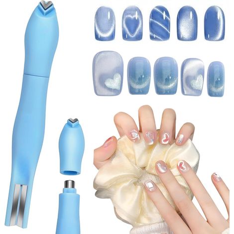 Magnete 3 in 1 per effetto occhi di gatto, strumento magnetico versatile per smalto gel effetto occhi di gatto, accessorio multifunzionale rotondo a forma di cuore per casa, soggiorno, studio, blu (1/5)