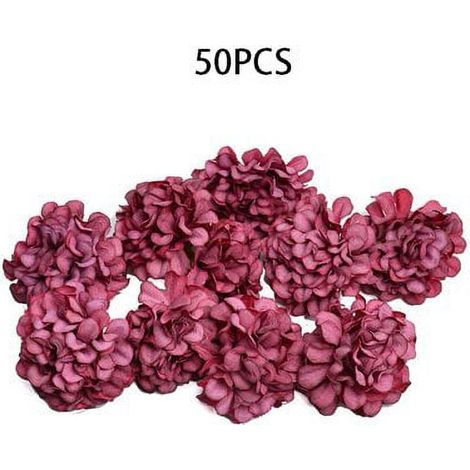Hydrangea - Fleur Artificielle en Soie - Diamètre 4,5 cm - Décoration Mariage Fête Maison DIY - 50 Pièces (1/5)