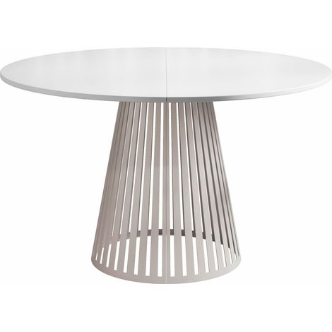 Mesa Prudentia II, Blanco + Cachemira, 76x0x0cm, Alargamiento, Aglomerado laminado, Metal