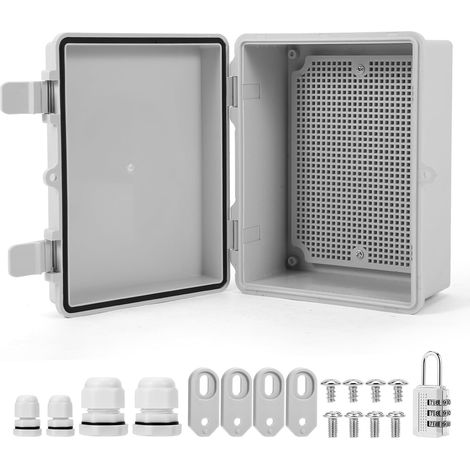 Coffret Electrique Etanche Exterieur en ABS, 3mm Boîte de Jonction, IP67 avec Porte Gris, avec Joint d'Étanchéité Intégré Résistant, Idéal pour Irrigation, Piscine et Projets DIY (1/5)