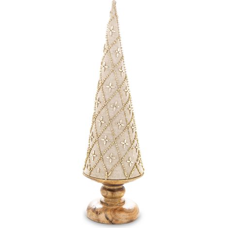 Figurine de sapin de Noël alpin, en bois, beige, 31 x 10 x 10 cm (1/5)