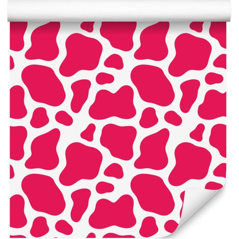 Papier peint à motifs de vaches roses et rose poudré, fond rose, 50 x 1000 cm (1/5)