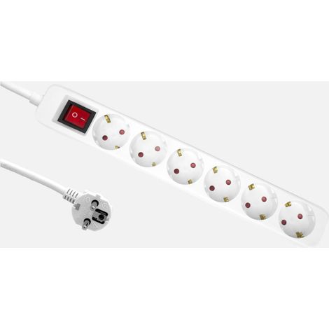 Rallonge Florey câble 1,5 m 3G×1,5 mm² 6 prises avec interrupteur protection enfant blanc