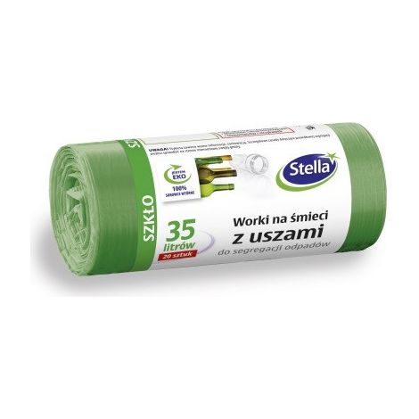 Sacs Stella avec poignées pour le tri des déchets, verre, 35L, vert, 1 paquet - 20 pièces.