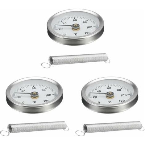 QORVA-3pcs 63mm Thermomètre De Tuyau à Jauge De Température Avec Ressort