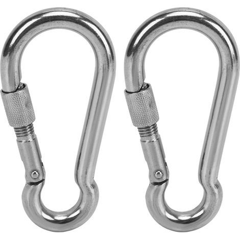 Set aus 2 Edelstahl-Verschlusskarabinern für Wandern, Hängematten, Hundeleinen und -geschirre, 11 mm. (1/5)