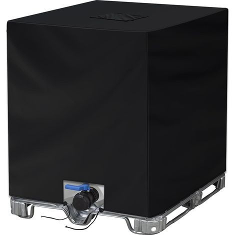 IBC-Wassertankabdeckung, staubdicht, UV-beständig, 210D Schutzhülle, Plane, geeignet für 1000L IBC-Tank (120 x 100 x 116 cm, Schwarz)