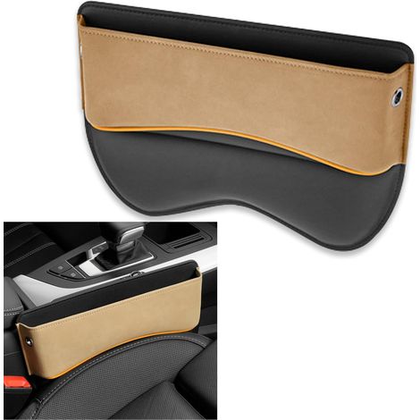1 Combleur d'espace pour siège auto, boîte de rangement en cuir pour siège auto, organisateur universel pour siège auto, sac utilitaire réglable pour voiture (beige) (1/5)