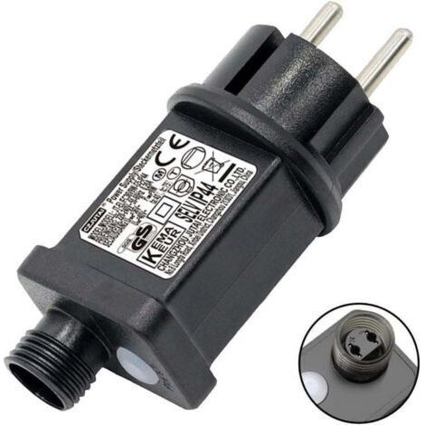 Clignoteur pour Guirlande lumineuse 31V 6W Prise Clignotante, 9 Modes Avec Fonction Minuterie, Étanche IP44 Transformateur LED pour Eclairage de jardin, Rideau Lumineux (1/4)
