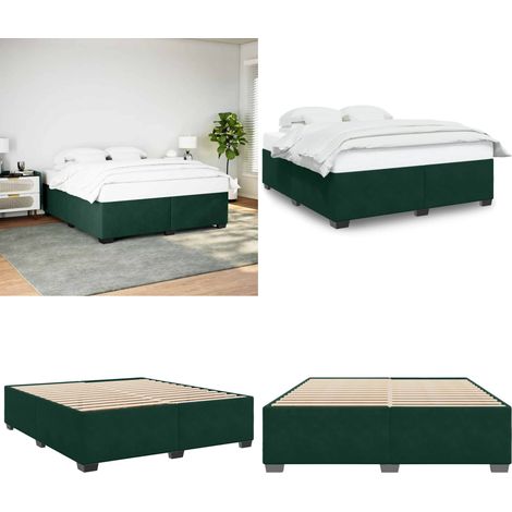 Bettgestell ohne Matratze Dunkelgrün 200x200 cm Samt - Samtbett - Doppelbett - Boxspringbetten - Betten Gestell - Massivholzbette - Home & Living