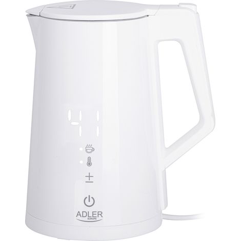 Bouilloire électrique Adler AD 1345W Blanche avec affichage LED et régulation de température 1,7 L STRIX (1/5)