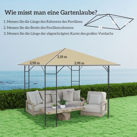 Toiture de remplacement pour tonnelle 3 x 3 m, déperlante, protection UPF 30+, en tissu Oxford 370 g/m², beige (1/5)