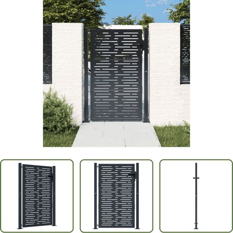 vidaXL Anthrazit - Gartentor Anthrazit 100x125 cm Stahl Quadratisches Design (1/5)