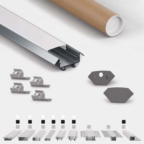 LED-Eckprofil ER4520 2 m Silber für LED-Streifen bis 18 mm inkl. milchiger Abdeckung (1/5)