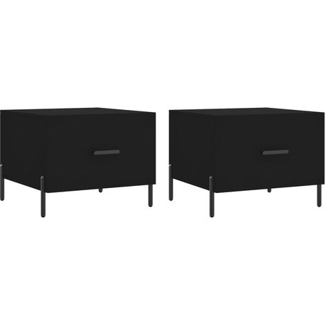Lot de 2 tables d'appoint chevets avec tiroir 50 x 50 x 40 cm bois d'ingénierie noir et fer DEC040419
