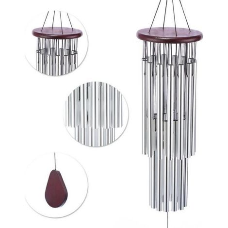 Carillon éolien - Non spécifié - 27 tubes - Argent - Anti-rouille - Décoration jardin (1/4)