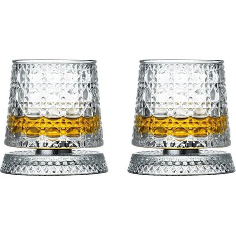 Verre à whisky rotatif à 360 degrés avec axe anti-stress, gobelet à vin tournant en cristal premium pour la maison et le bar, Style F (1/5)