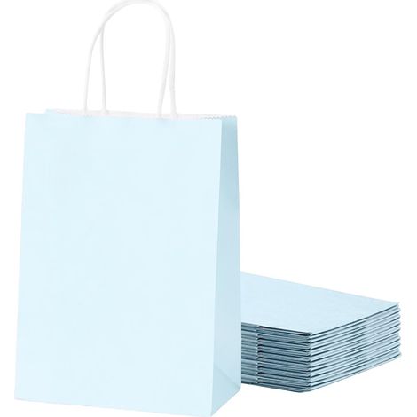 30Pcs Sac Papier Cadeau Petit Format avec Poignées,Pochette Cadeaux Papier Kraft Bleu,Pochette Cadeau Anniversaire Enfant, Sachet Bonbon Coloré pour Halloween,Anniversaire,Noël,Party,Mariage (1/5)