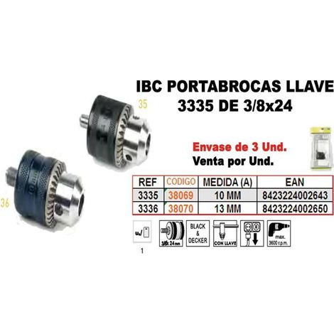 FPLUS ibc finstock 3-336 portabrocas llave 3-8x24 m-13 mm , ibc finstock 3-336 portabrocas llave 3-8x24 m-13 mm