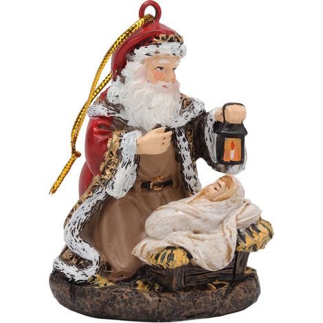Figurine Vieillard de Noël DIY, fait main et peint à la main, lanterne en forme de vieil homme, décoration suspendue pour sapin de Noël, ornement festif (1/5)