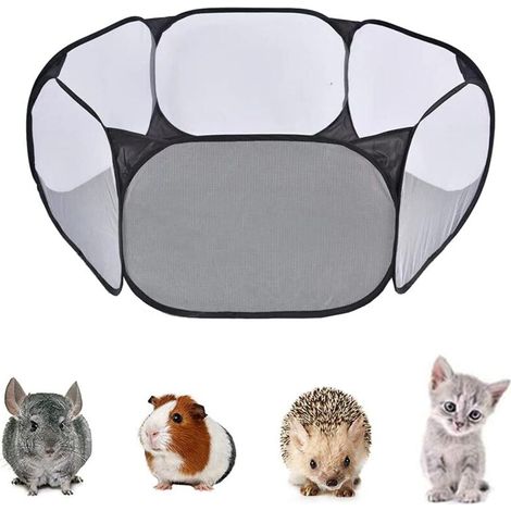 Small Animal Cage Tent, Portable Small Animal Playpen, Foldable Small Animal Fence, Transparent Pet Playpen, for Rabbits, Hamsters, Chinchillas and Hedgehogs