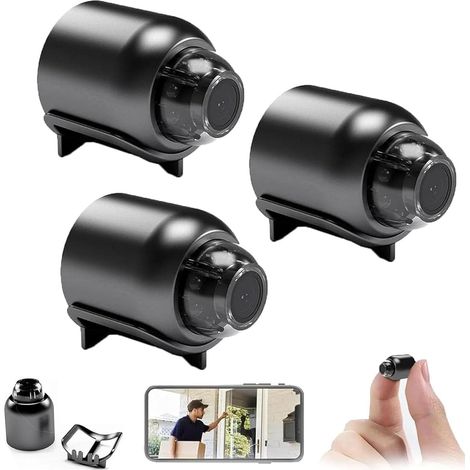 Trois mini caméras Wi-Fi sans fil, compatibles avec une résolution HD 1080p, faciles à installer et dotées d'une vision nocturne. Conviennent pour la maison, le bureau(Carte mémoire non incluse) (1/5)