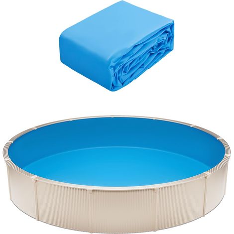 Revêtement de Piscine Ronde, 350x120 cm, Doublure Style Unibead en Vinyle Calibre Standard, Résiste à l'usure, Rétention d'eau, pour Piscines Hors Sol à Parois de Hauteur 120 cm, Couleur Unie (1/5)