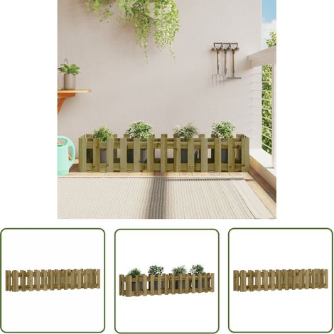 The Living Store Lit surélevé de jardin design de clôture bois de pin imprégné - Lit Surélevé - Jardin - Bois - Pin - Jardinerie (1/5)