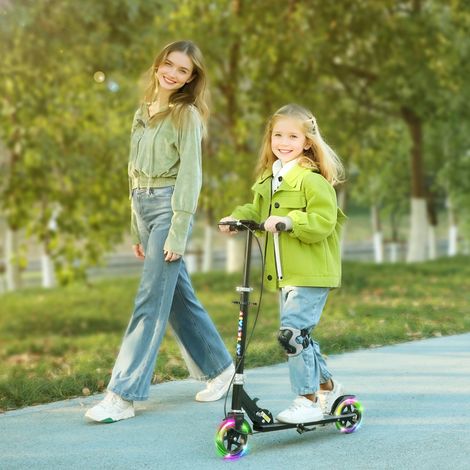 Scooter pour enfants - double frein - noir - repose-pieds - pliable - cadre métallique - 3-8 ans - Qualité