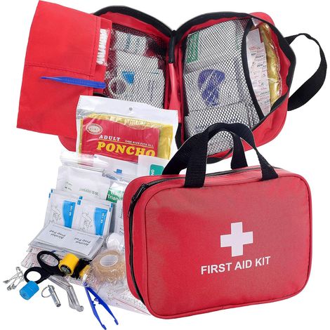 Trousse de Premier Secours 180 Pieces, Boite de d'urgence de Survie Exterieu Variete Complete pour Lieu de Travail, Maison, Voiture, Camping, Voyages, Sports Mini Boite Medical Aide d'urgence (1/5)