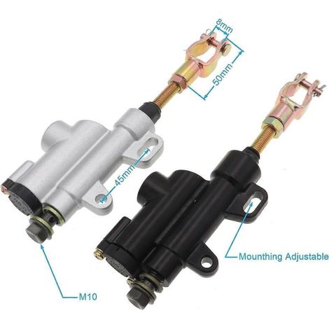 Nouvelle pompe de maître-cylindre de frein hydraulique arrière pour moto, compatible avec les modèles Thumpstar ATV Pit Pro Dirt Bike 50cc, 70cc, 110cc, 125cc, 150cc et 250cc - Argent