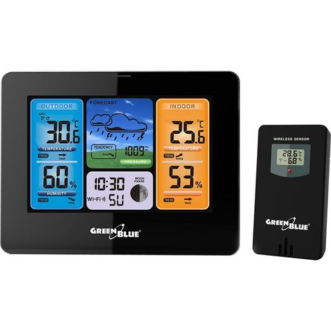 EstaciÓn meteorolÓgica wifi greenblue, compatible con tuya, sensor exterior, calendario, previsiÓn meteorolÓgica, barÓmetro, gb2 (1/5)