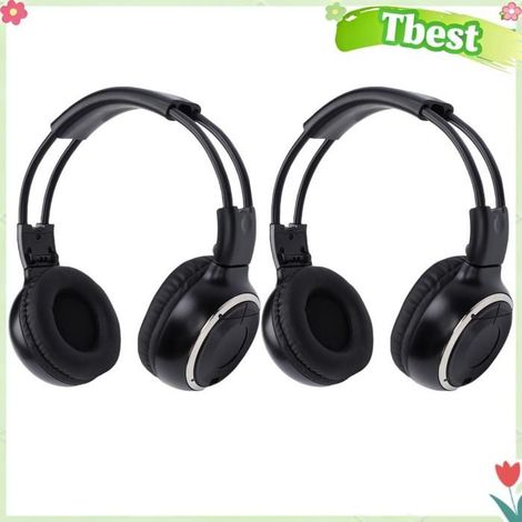 Pack de 2 écouteurs IR pour DVD de voiture, casque de voiture sans fil 2 canaux pour système de divertissement arrière universel de (1/4)