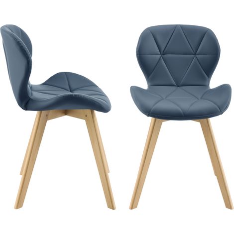 Esszimmerstuhl Älmhult 2-er Set 78x47x52 cm Kunstleder Blau [en.casa]