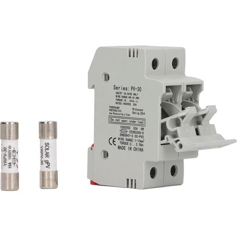 2-poliger Mini-Photovoltaik-Sicherungshalter zur DIN-Schienenmontage, Sicherungssockelschutz, 1000 V DC, 15 A