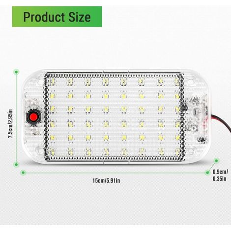 Eclairage Intérieur LED 10W 48 LED Eclairage Intérieur Lumineux Universel avec Interrupteur Marche/Arrêt pour 12V-85V Voiture Van Camion Camion Camping-Car Bateau Caravane Camping-Car Plafonnie (1/3)